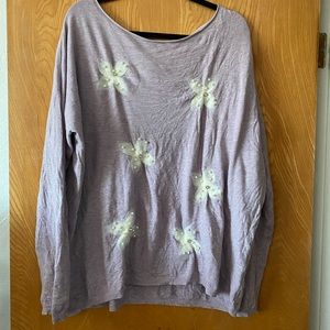 Liquid oversized sparkle floral LS sweater XL